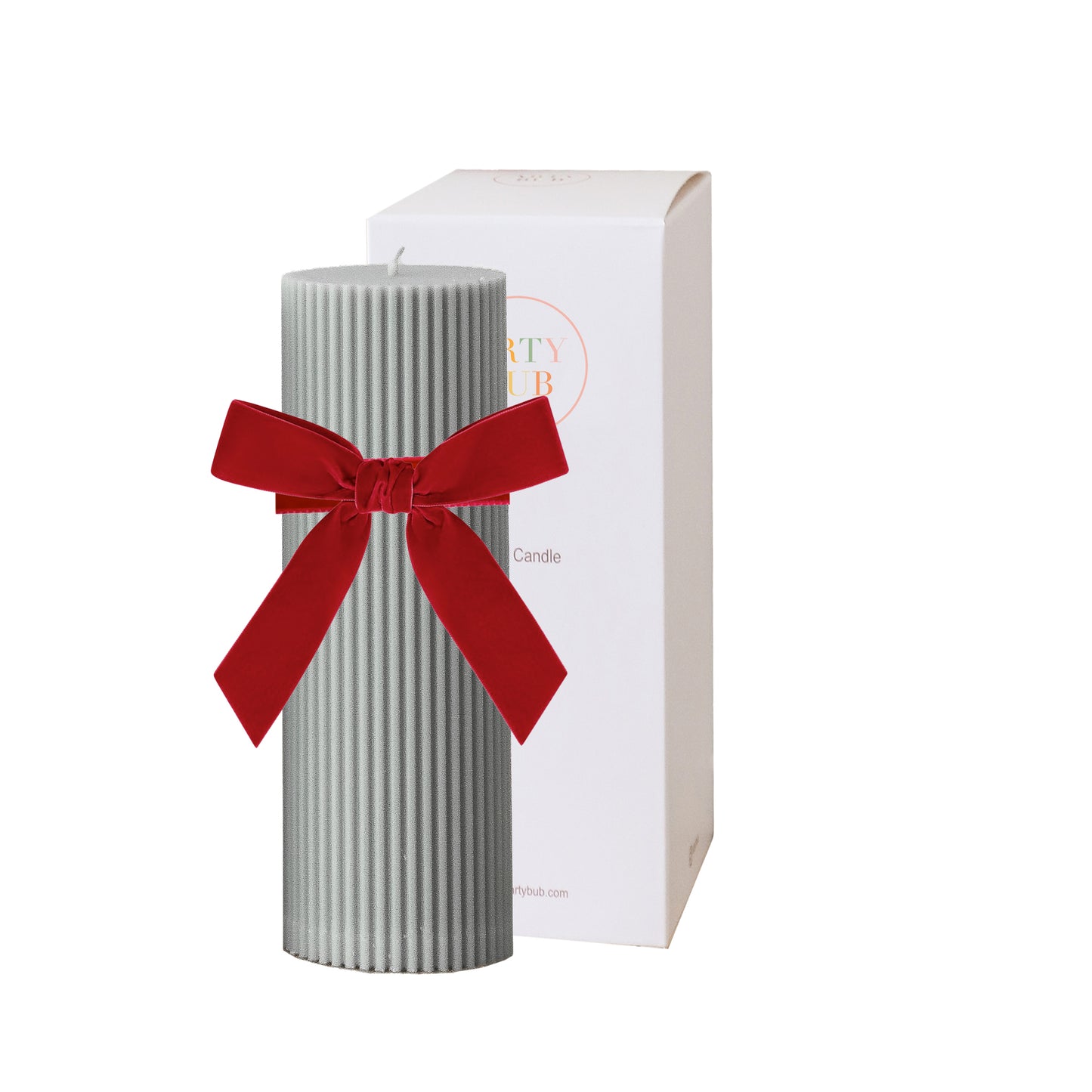 Scented Ribbed Pillar Christmas Candle