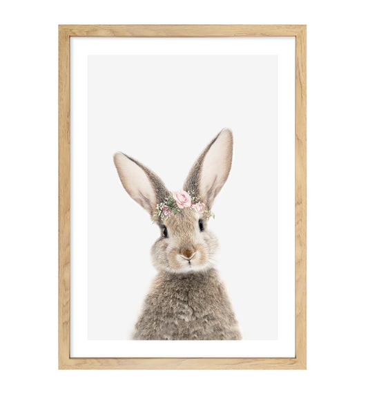 Bunny Rabbit With Rose Crown Art Print