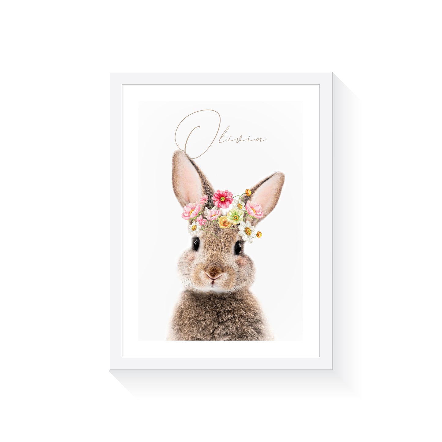 Baby Bunny with Flower Crown Personalised Art Print