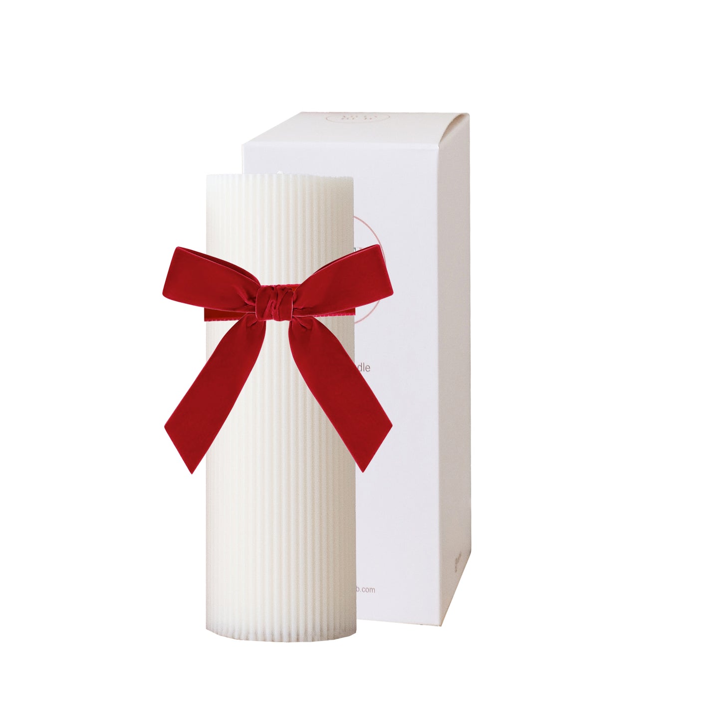 Scented Ribbed Pillar Christmas Candle