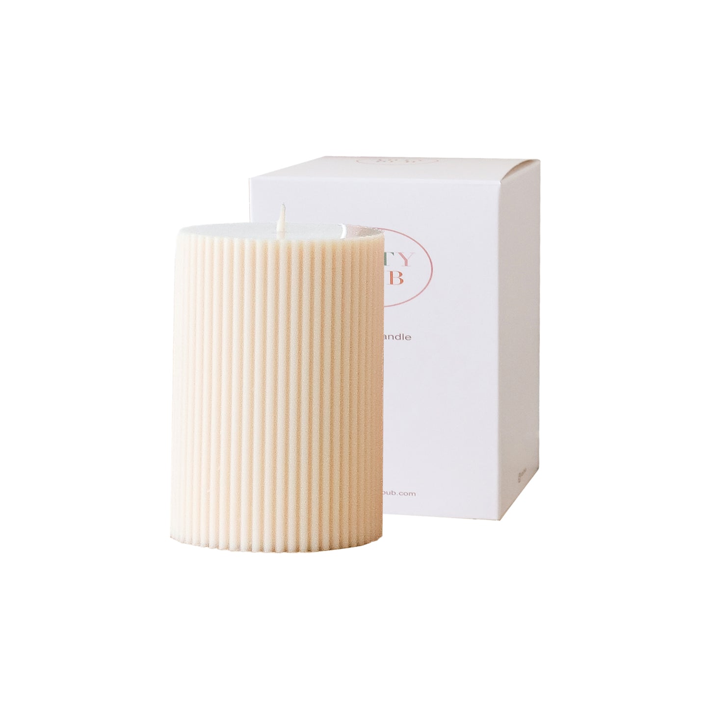 Short Ribbed Pillar Candle