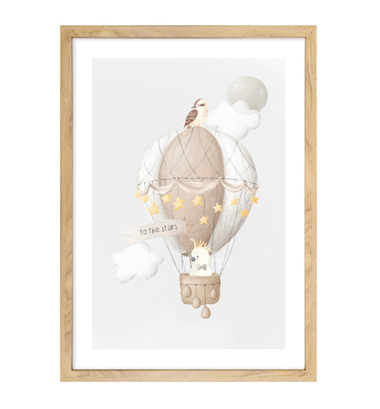 Australian Animal Hot Air Balloon Art Print |||