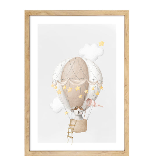 Australian Animal Hot Air Balloon Art Print ||