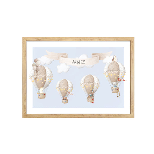 Hot Air Balloon Australian Animals Personalised Art Print |