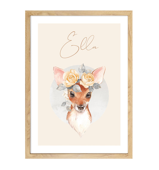 Boho Baby Deer | Personalised Art Print
