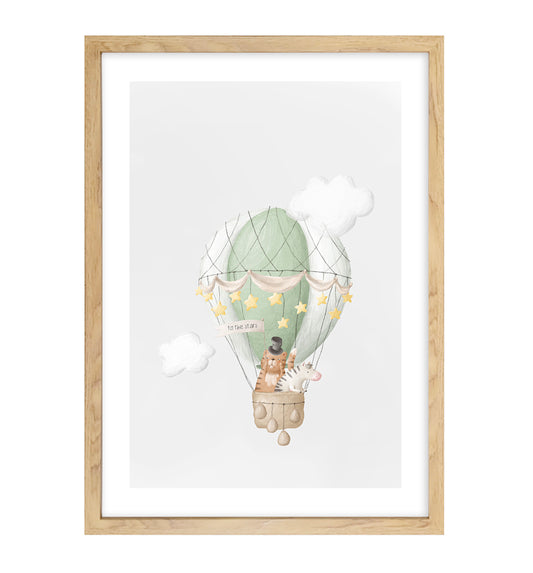 Hot Air Balloon Art Print | Mr Tiger and Zebra