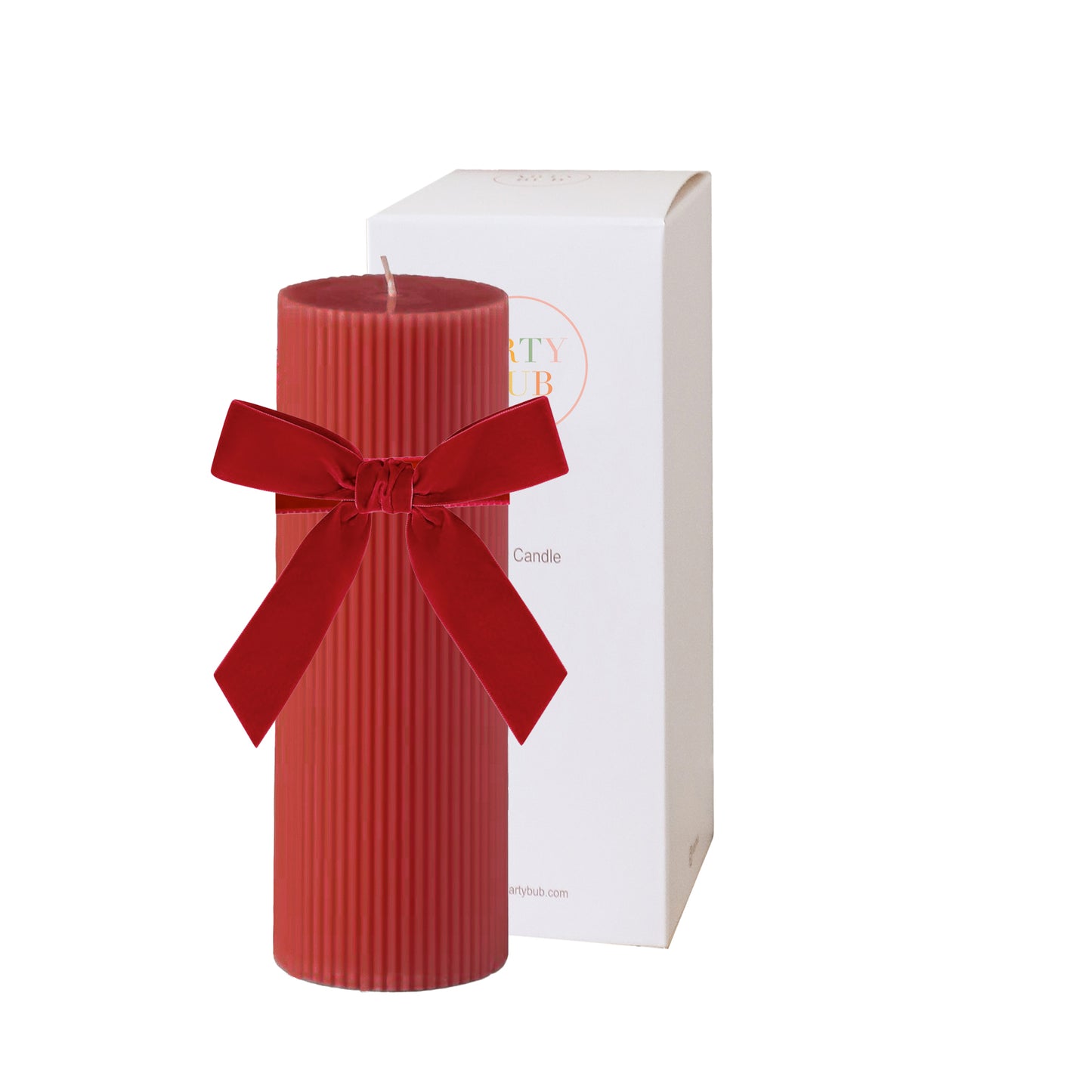 Scented Ribbed Pillar Christmas Candle