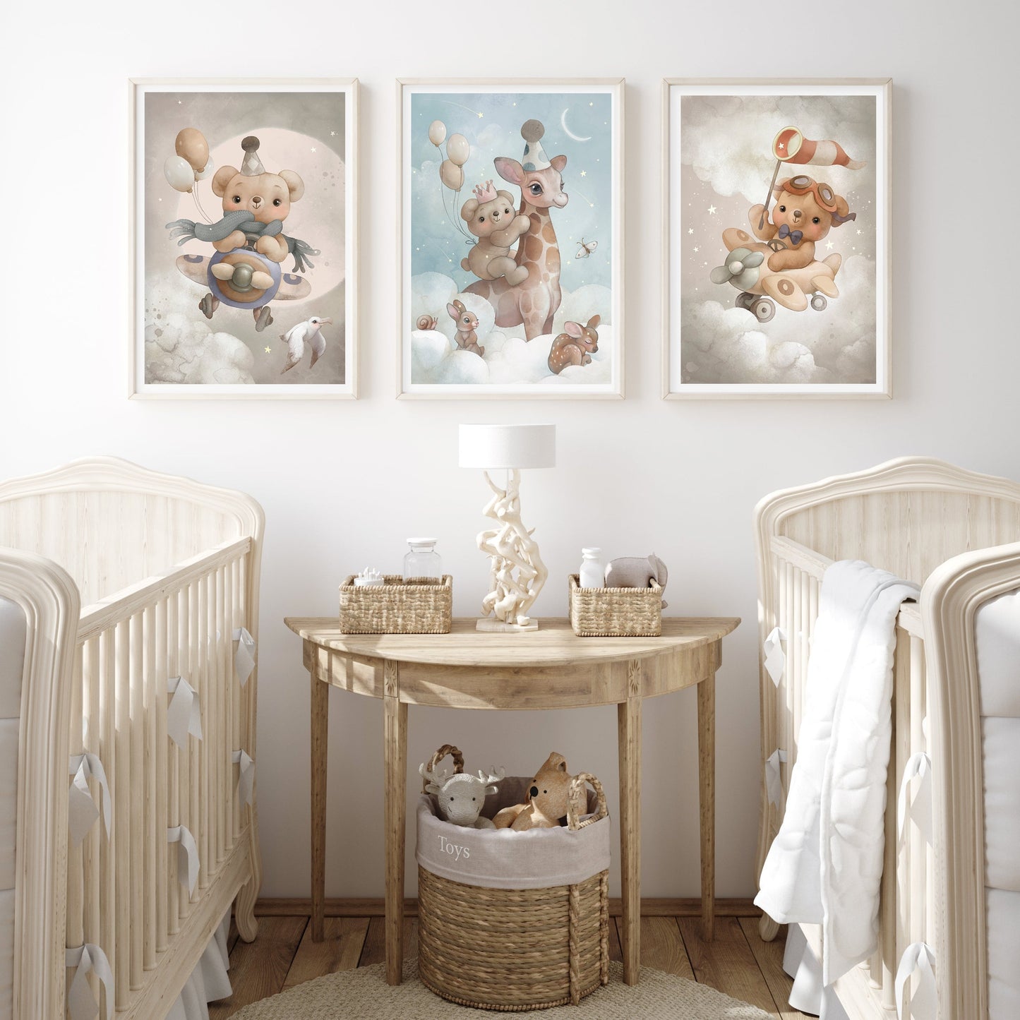 Vintage Night Sky Baby Bear Art Print ||