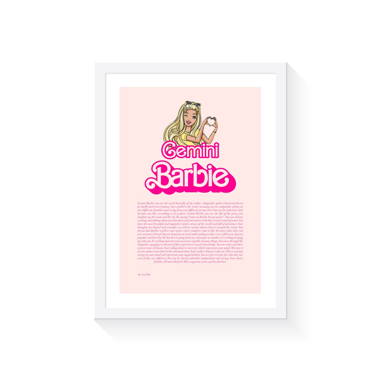 Gemini Barbie Zodiac Art Print