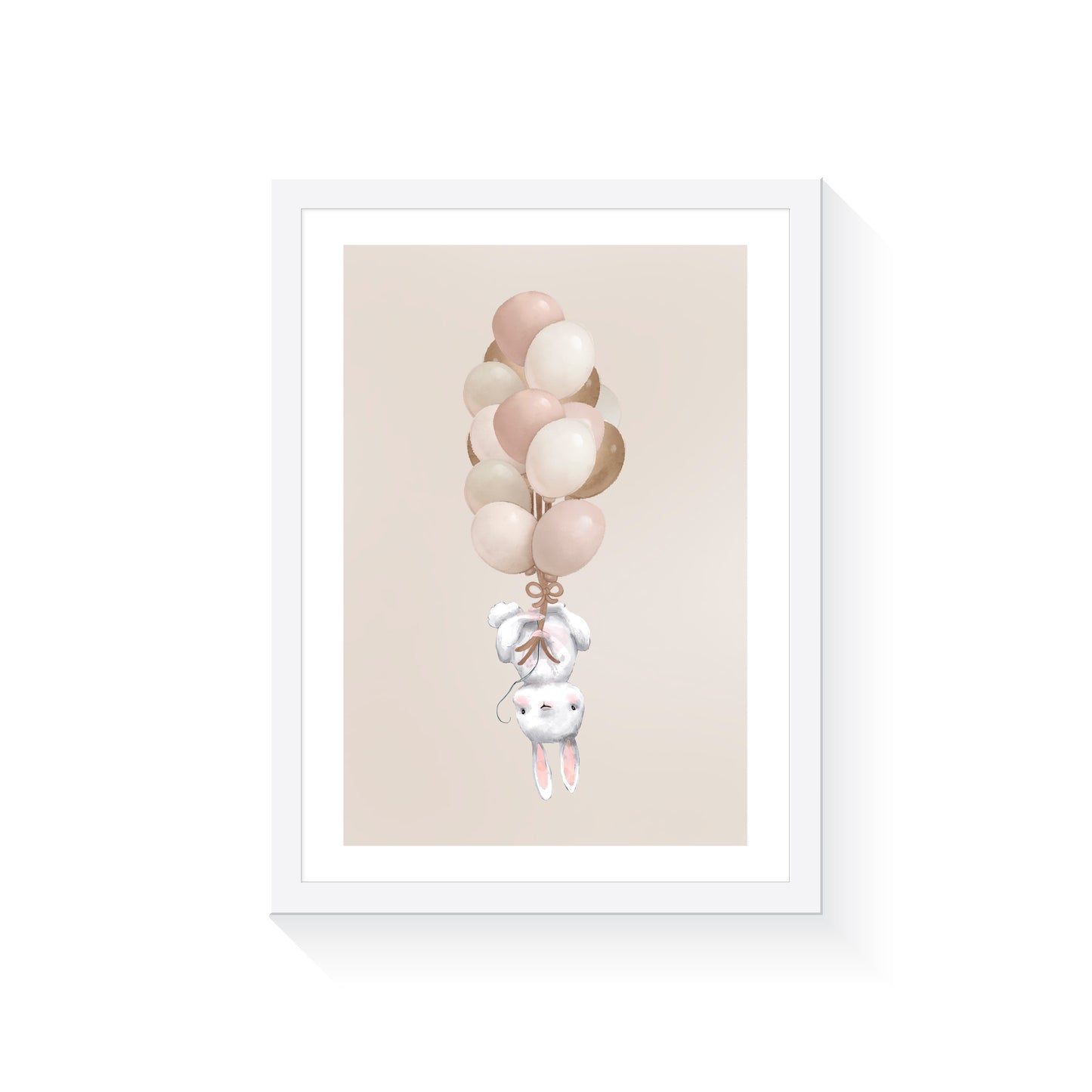 Pink Skies Bunny Balloons Art Print ||