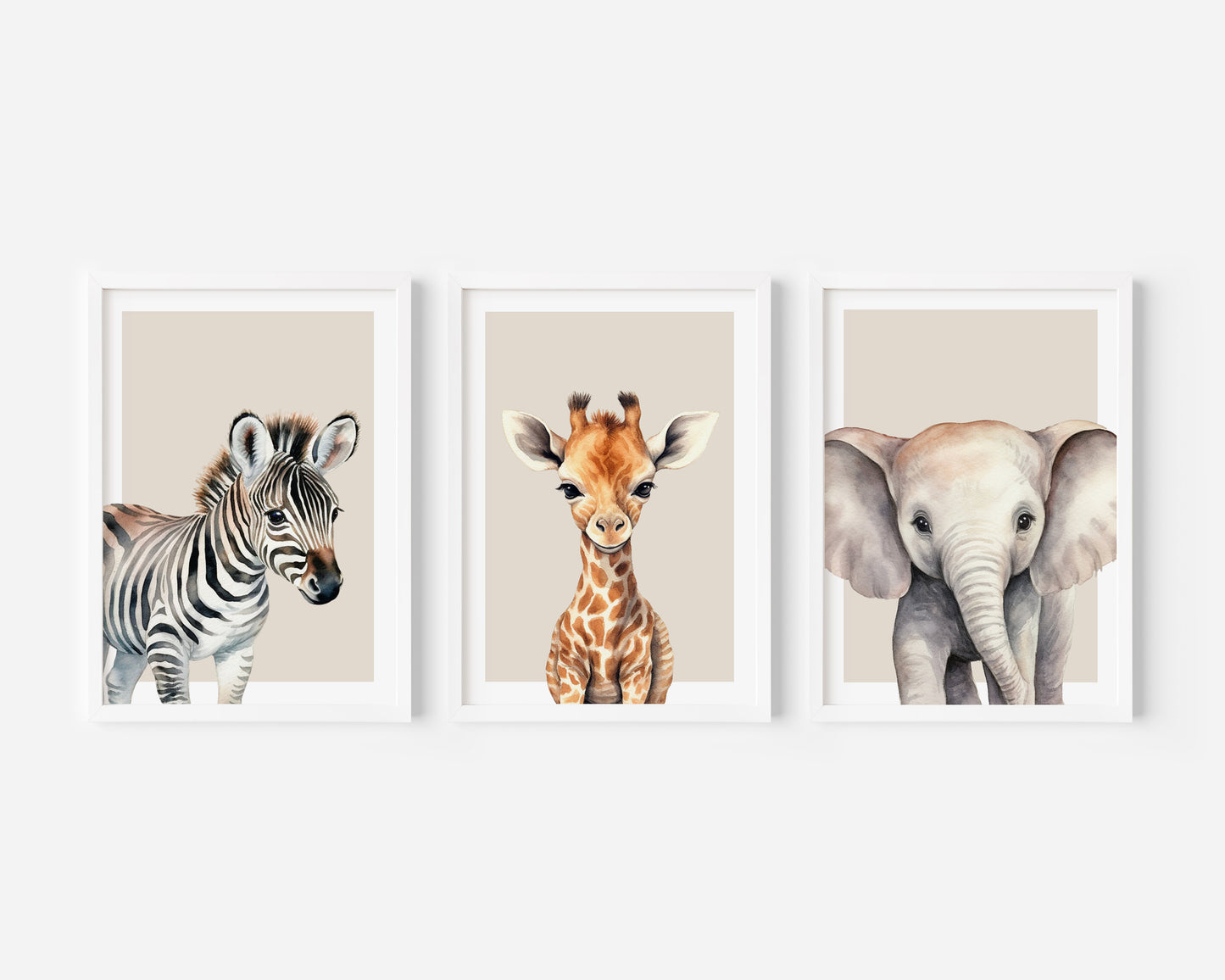 Safari Animal Nursery Wall Art – Set of 3 Prints