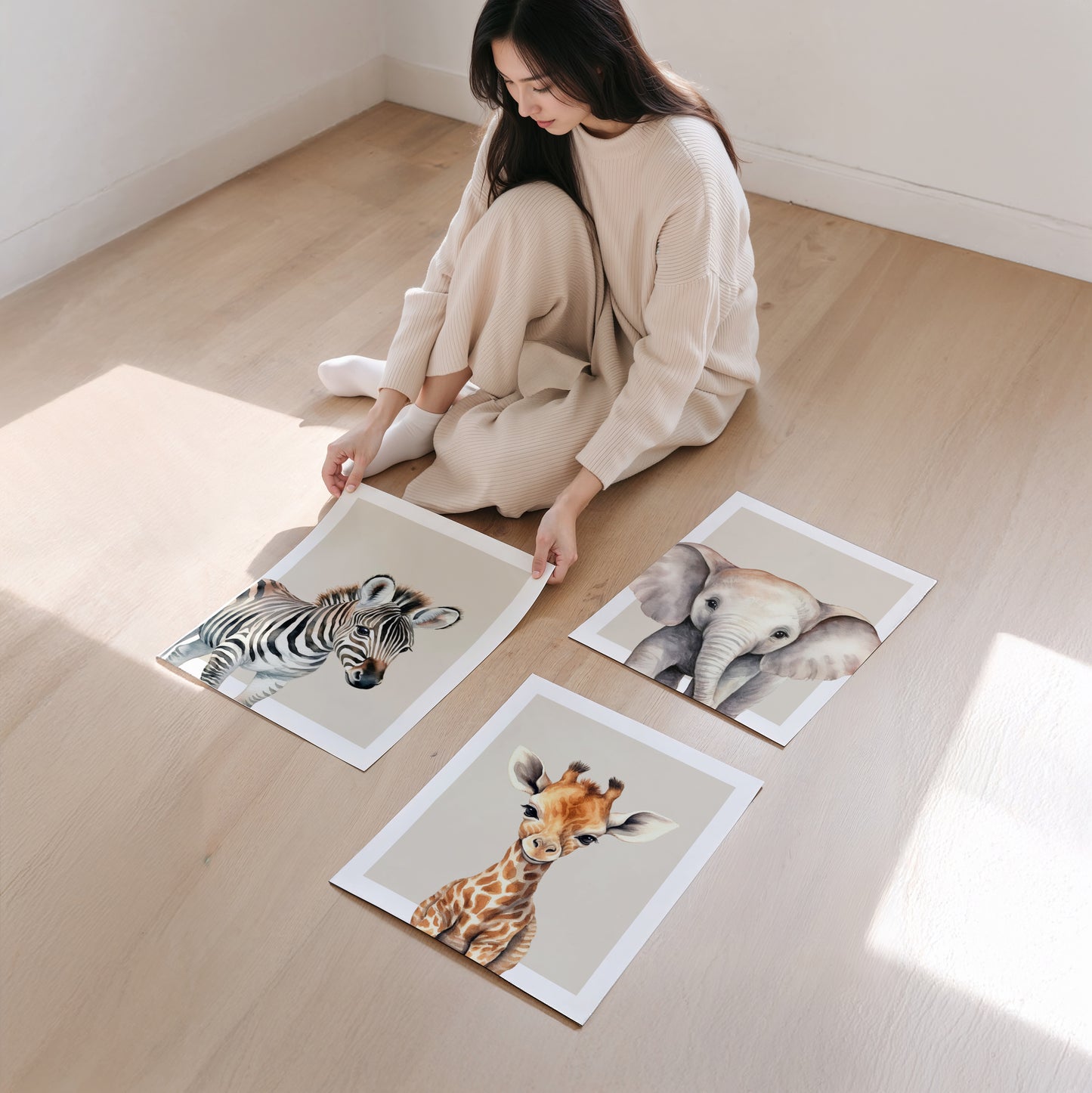 Safari Animal Nursery Wall Art – Set of 3 Prints