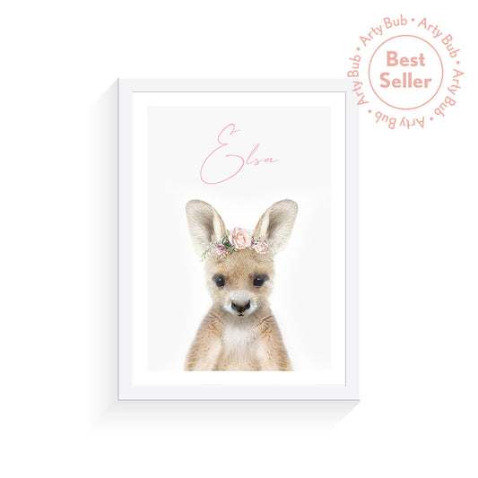 Australian Kangaroo Rose Crown | Personalised Art Print