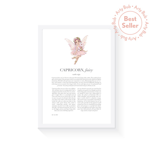CAPRICORN Fairy Zodiac Art Print | Pink