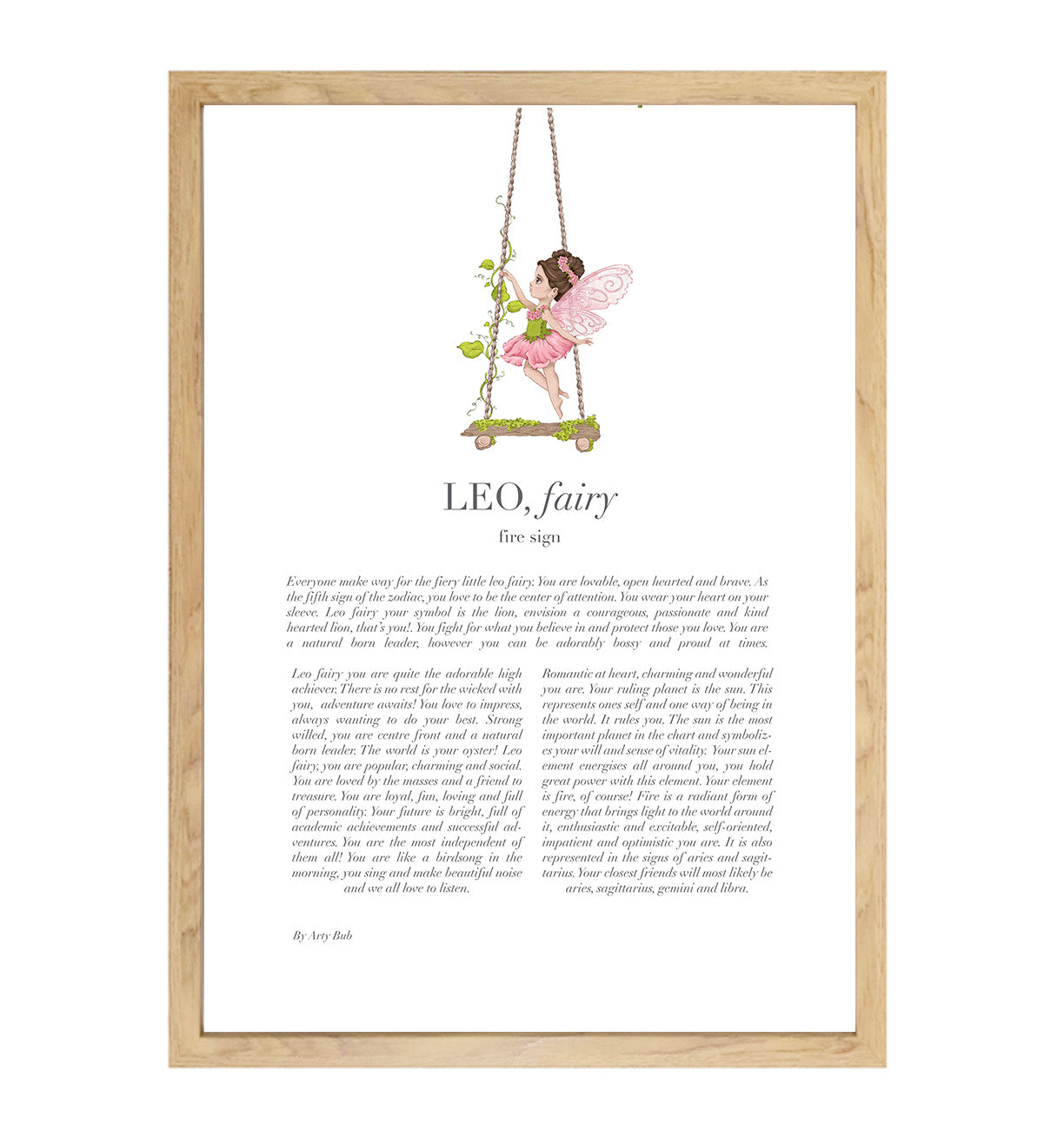 LEO Fairy Zodiac Art Print | Pink