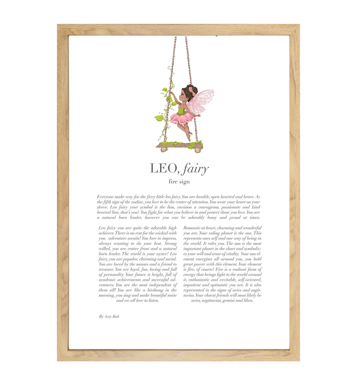 LEO Fairy Zodiac Art Print | Pink