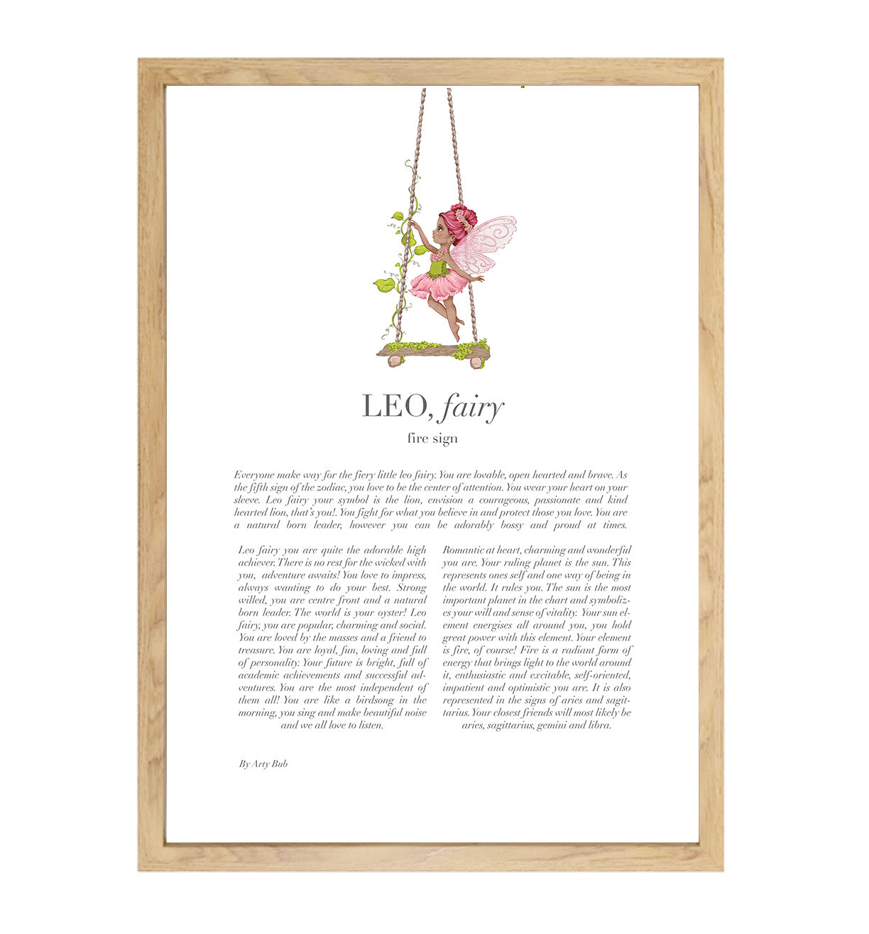 LEO Fairy Zodiac Art Print | Pink