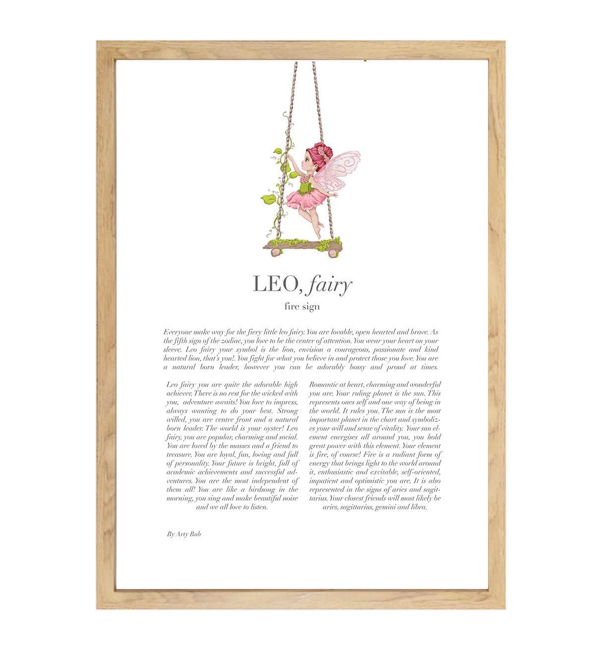 LEO Fairy Zodiac Art Print | Pink