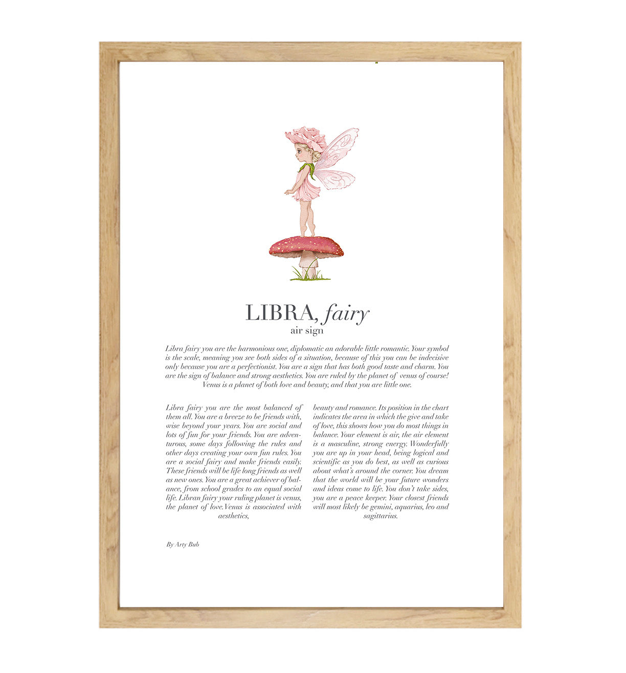 LIBRA Fairy Zodiac Art Print | Pink