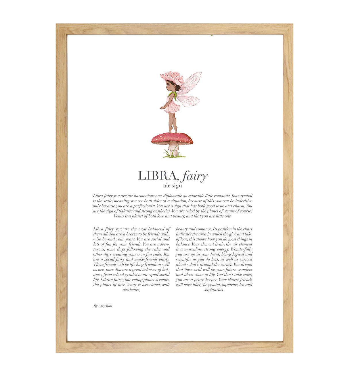 LIBRA Fairy Zodiac Art Print | Pink