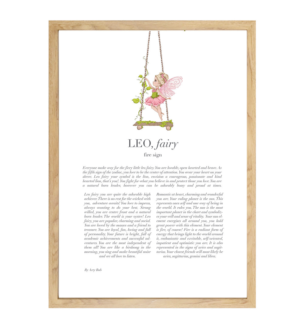 LEO Fairy Zodiac Art Print | Pink
