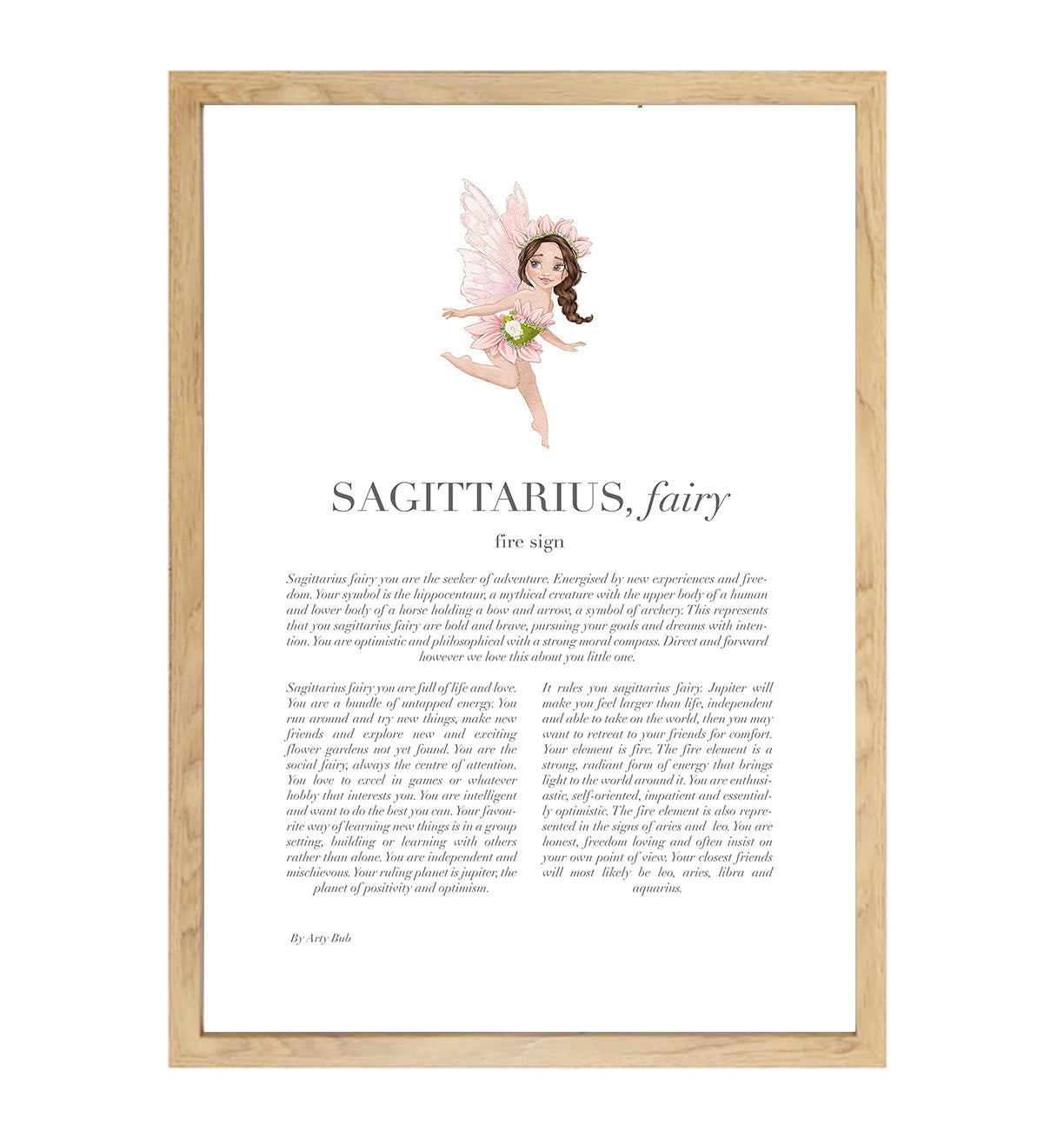SAGITTARIUS Fairy Zodiac Art Print | Pink