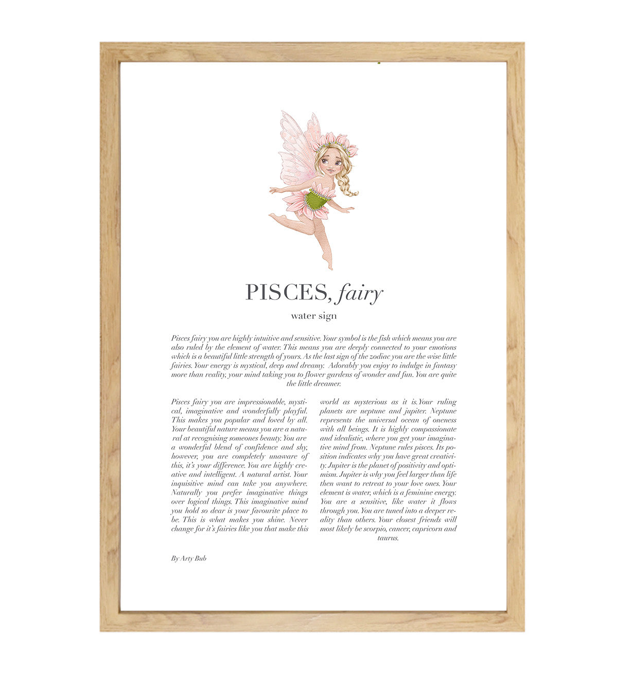 PISCES Fairy Zodiac Art Print | Pink