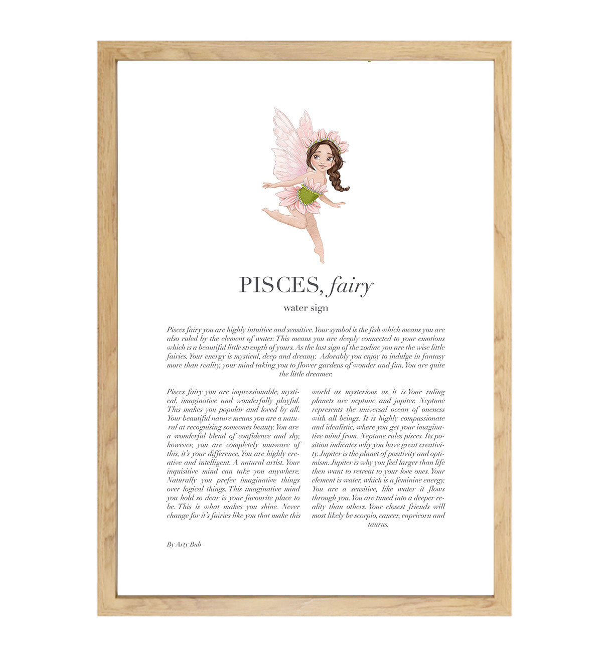 PISCES Fairy Zodiac Art Print | Pink