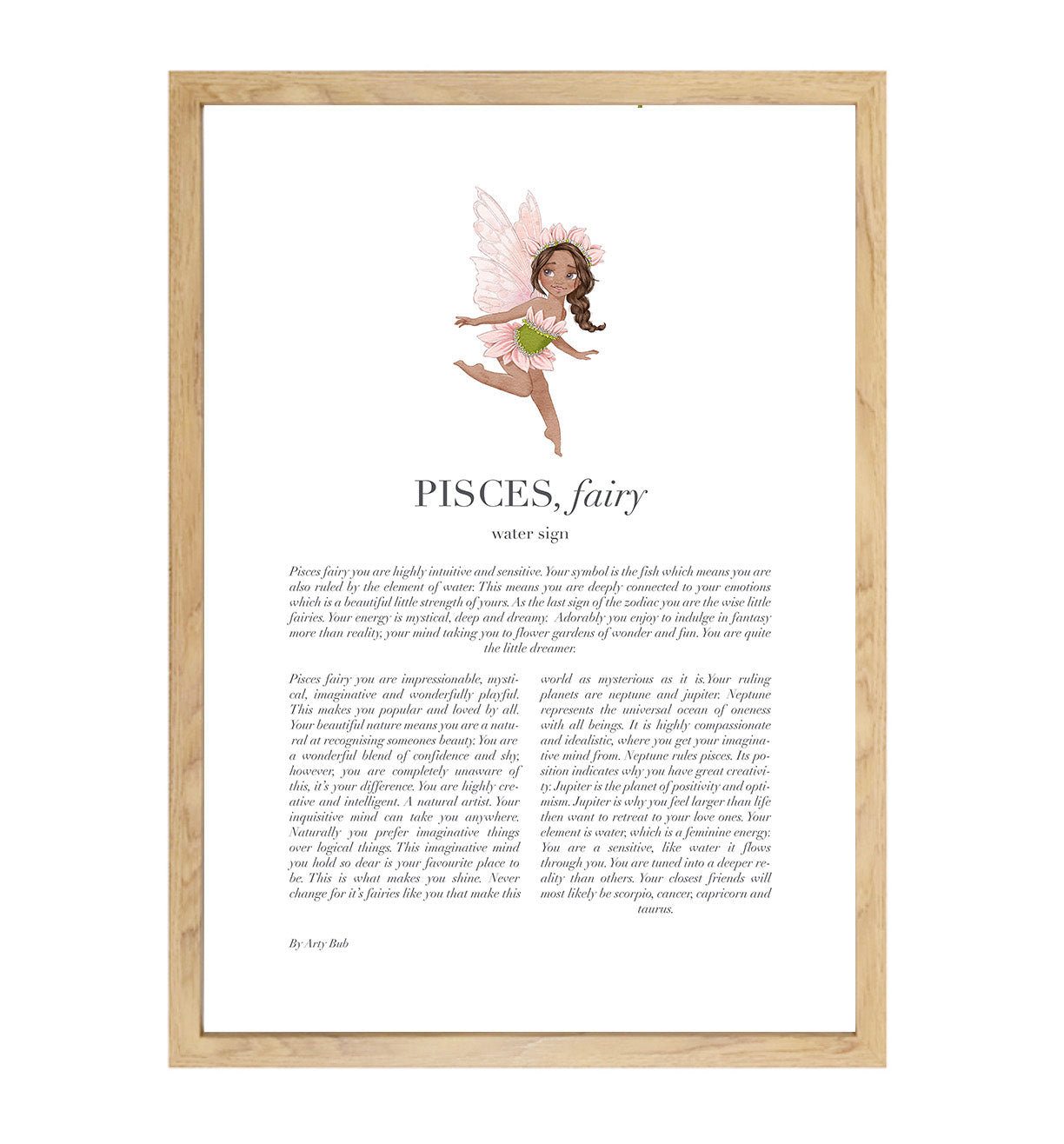 PISCES Fairy Zodiac Art Print | Pink