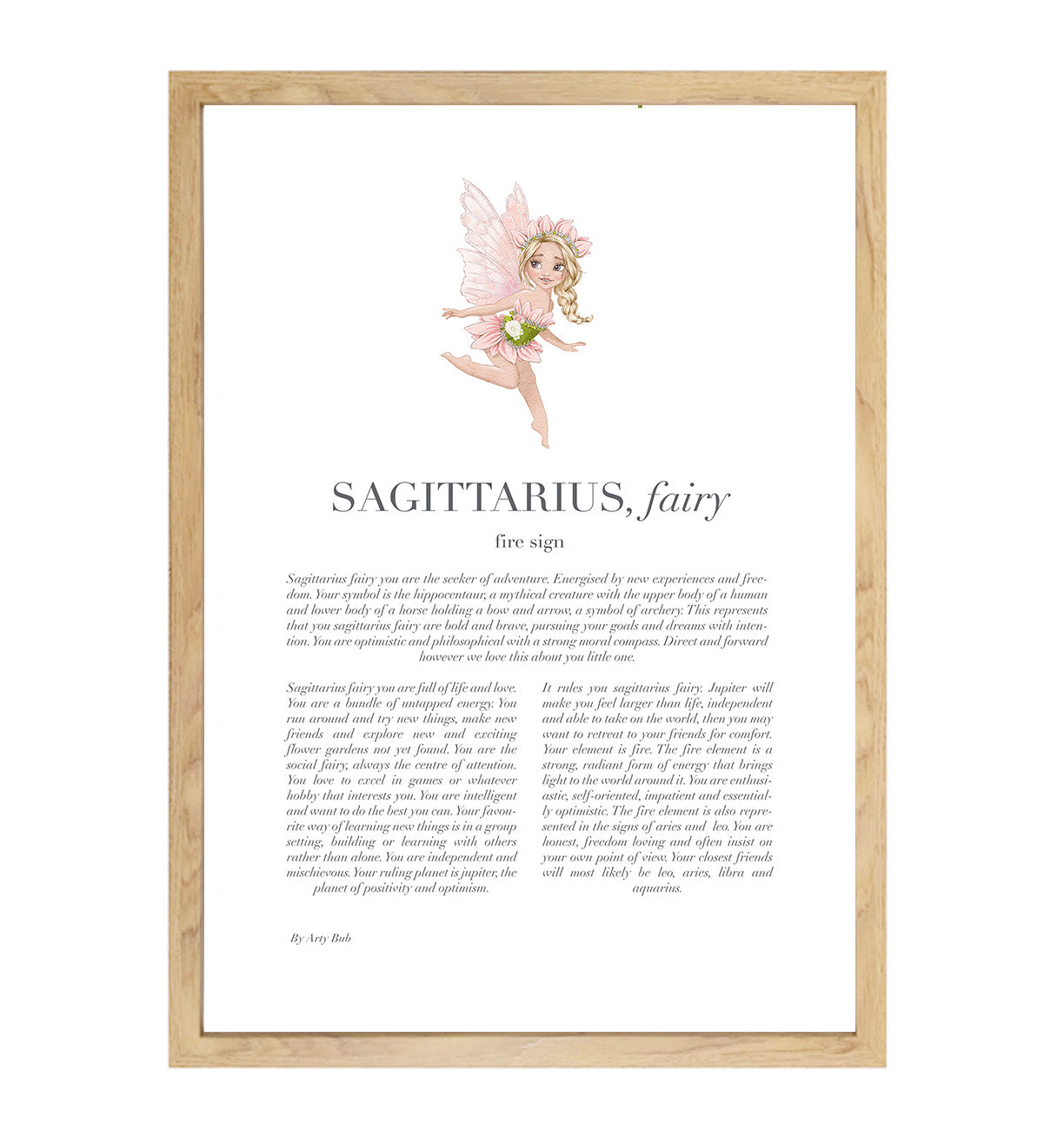 SAGITTARIUS Fairy Zodiac Art Print | Pink