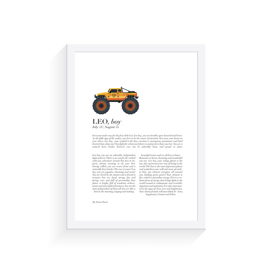 LEO Child, Monster Truck A3 Print Only