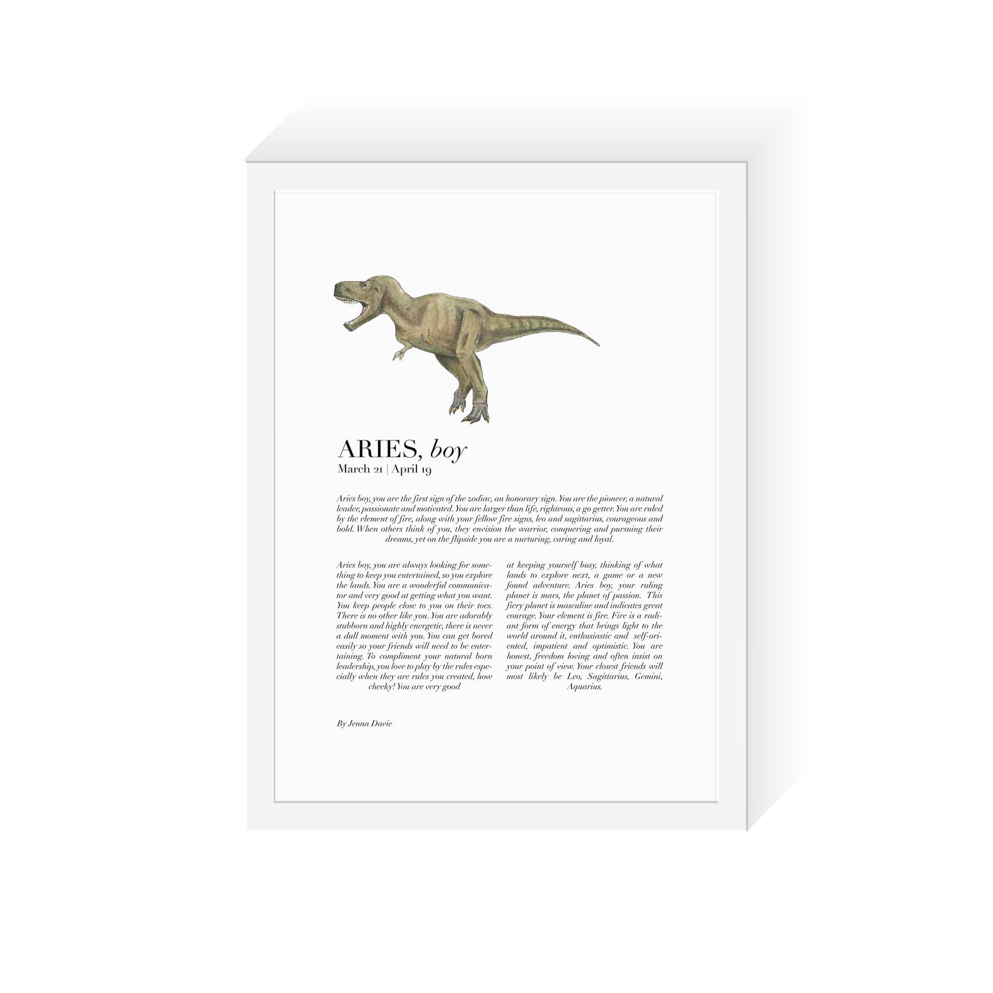 ARIES Child Dinosaur Tyrannosaurus Rex A3 Print Only