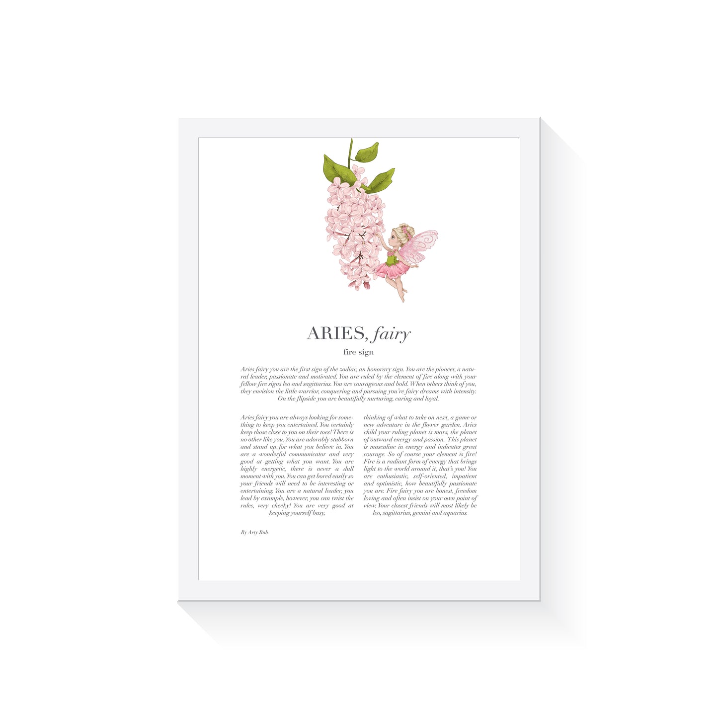 ARIES Fairy Zodiac Art Print | Pink
