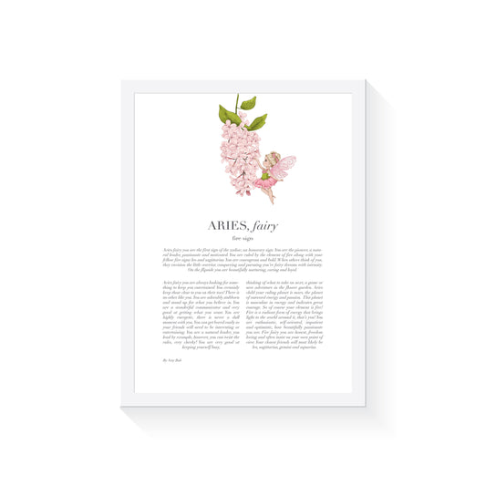 ARIES Fairy Zodiac Art Print | Pink