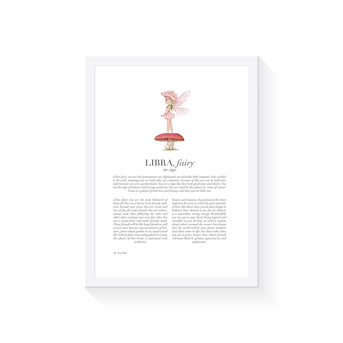 LIBRA Fairy Zodiac Art Print | Pink