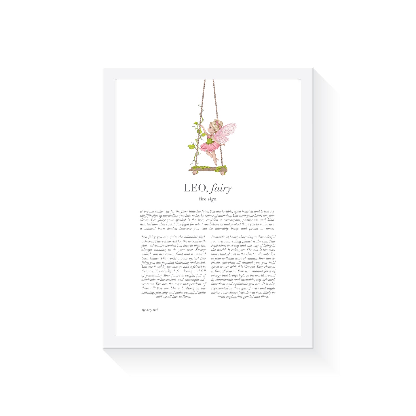 LEO Fairy Zodiac Art Print | Pink