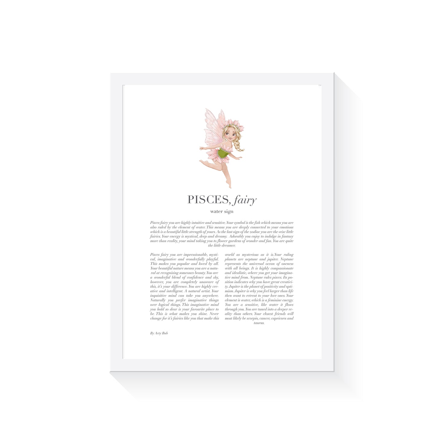 PISCES Fairy Zodiac Art Print | Pink