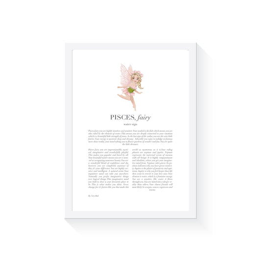 PISCES Fairy Zodiac Art Print | Pink