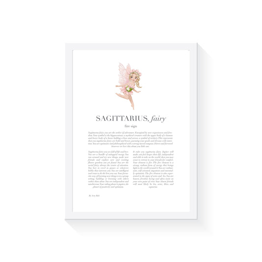 SAGITTARIUS Fairy Zodiac Art Print | Pink