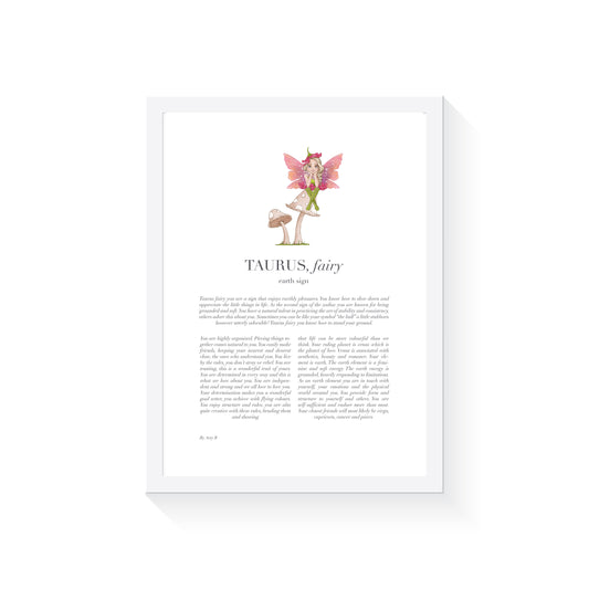 TAURUS Fairy Zodiac Art Print | Pink