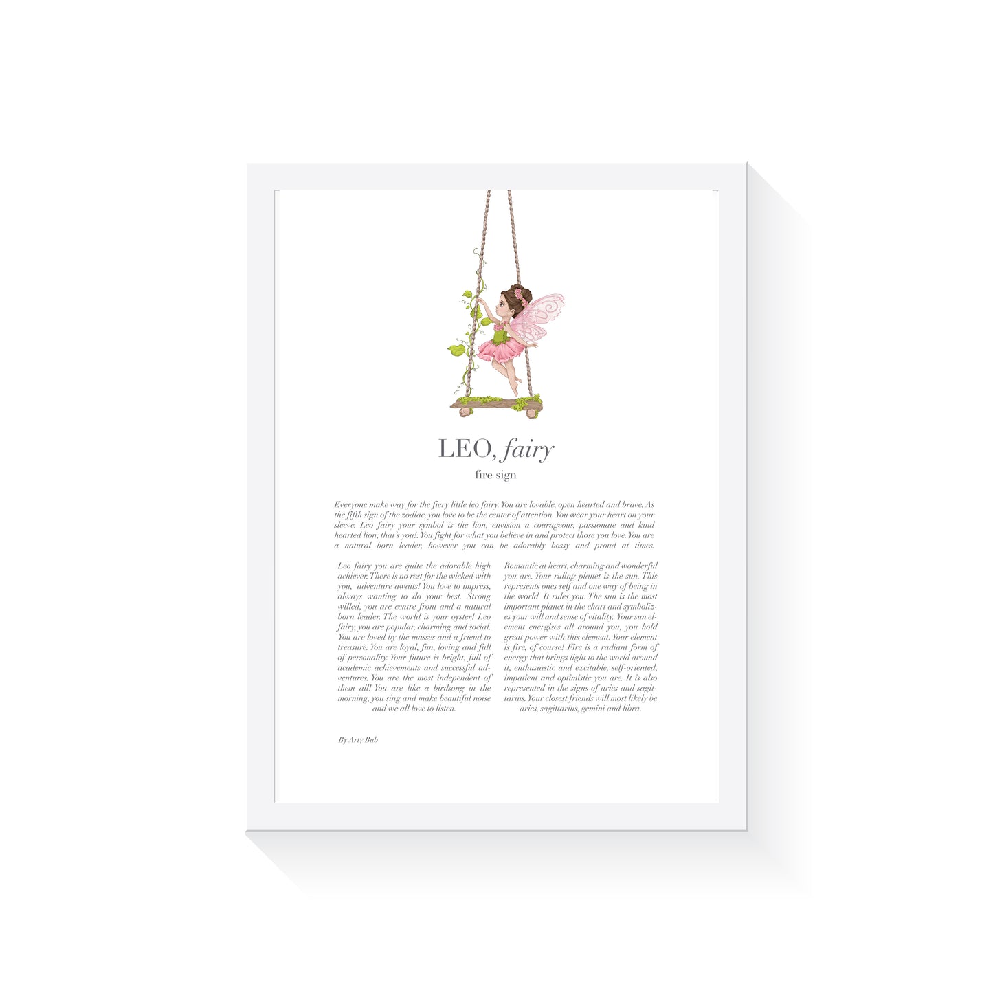 LEO Fairy Zodiac Art Print | Pink