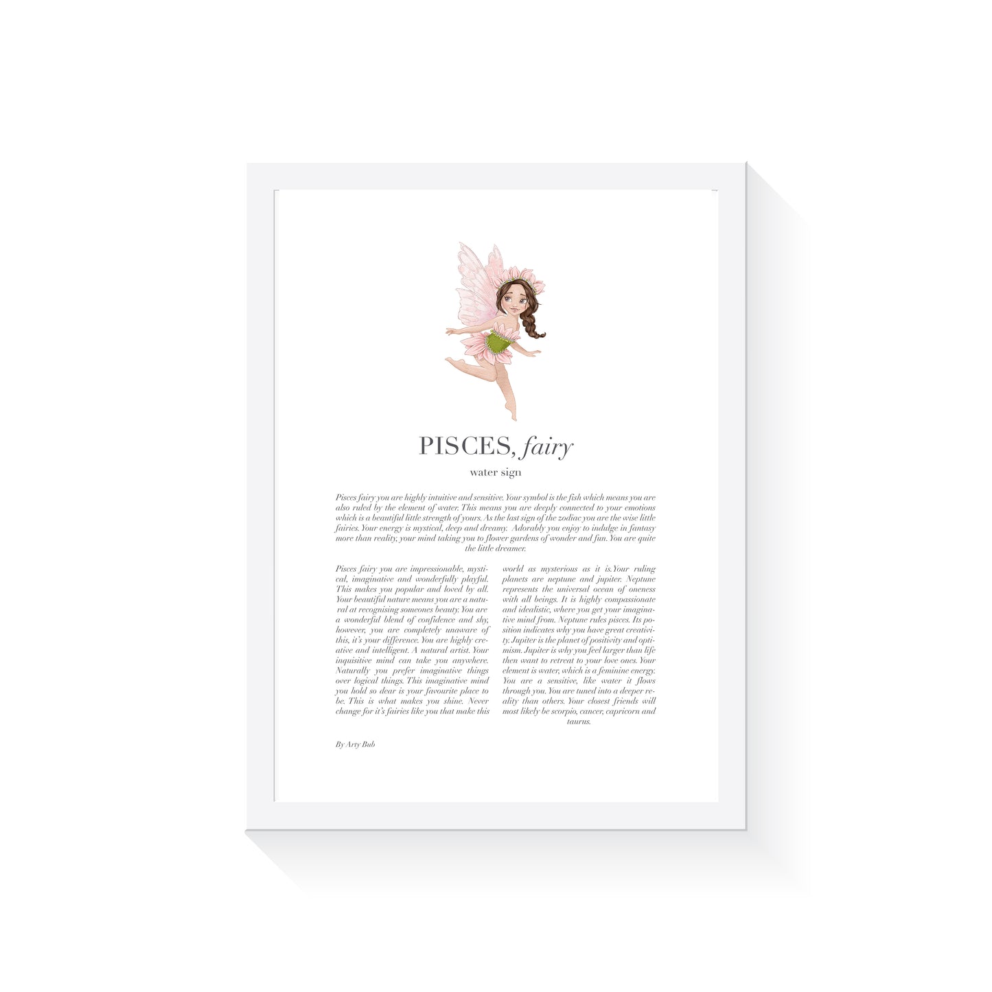 PISCES Fairy Zodiac Art Print | Pink