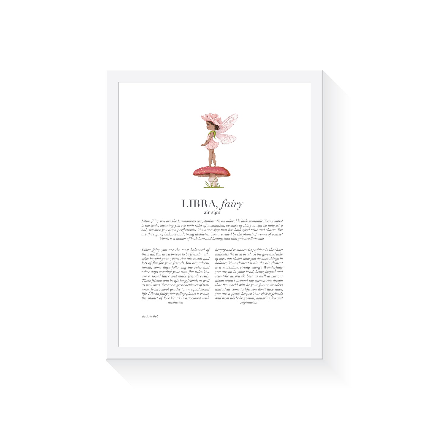 LIBRA Fairy Zodiac Art Print | Pink