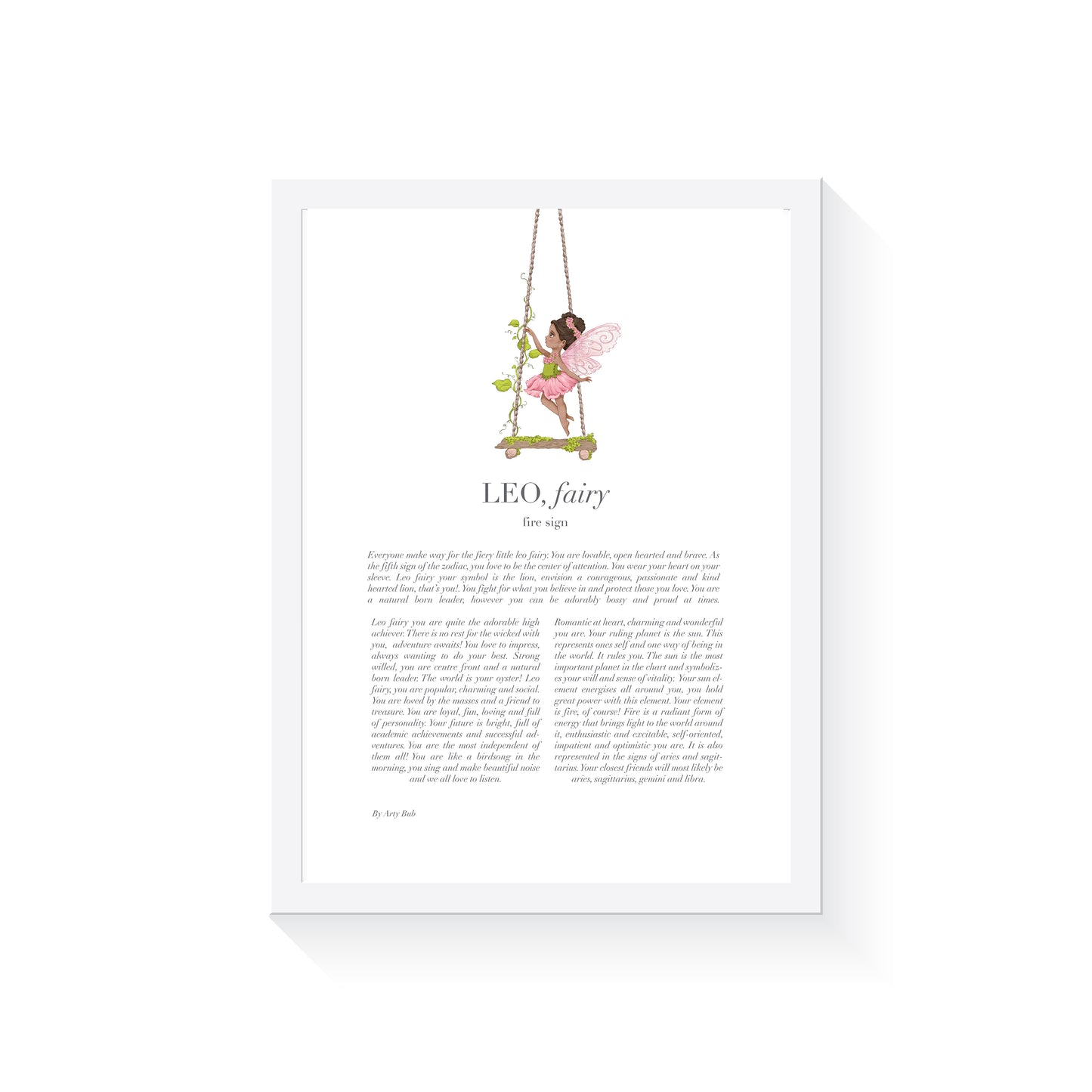 LEO Fairy Zodiac Art Print | Pink