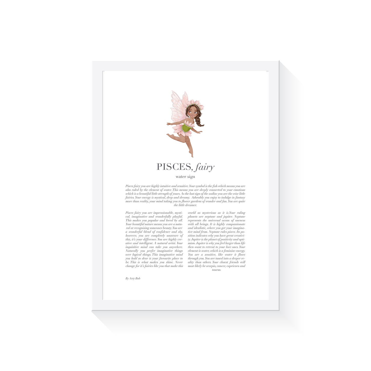 PISCES Fairy Zodiac Art Print | Pink