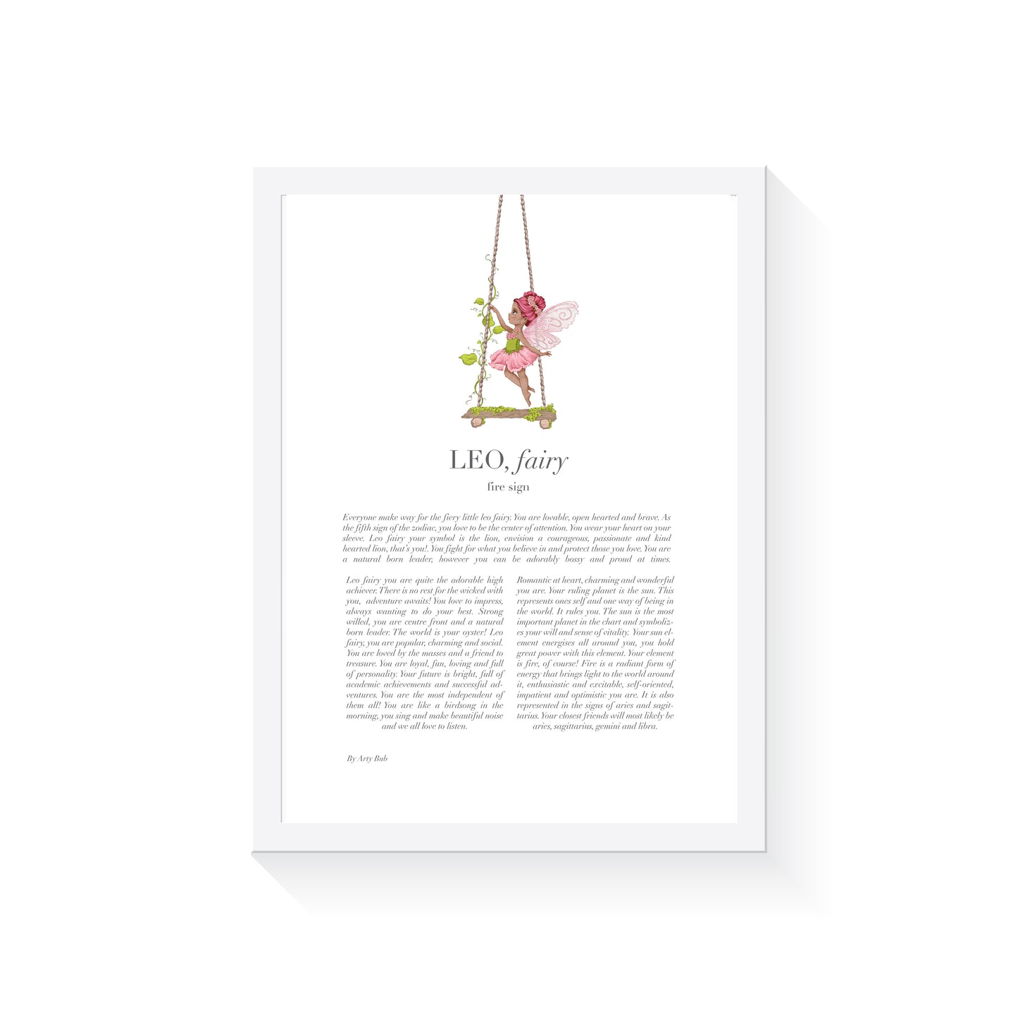 LEO Fairy Zodiac Art Print | Pink