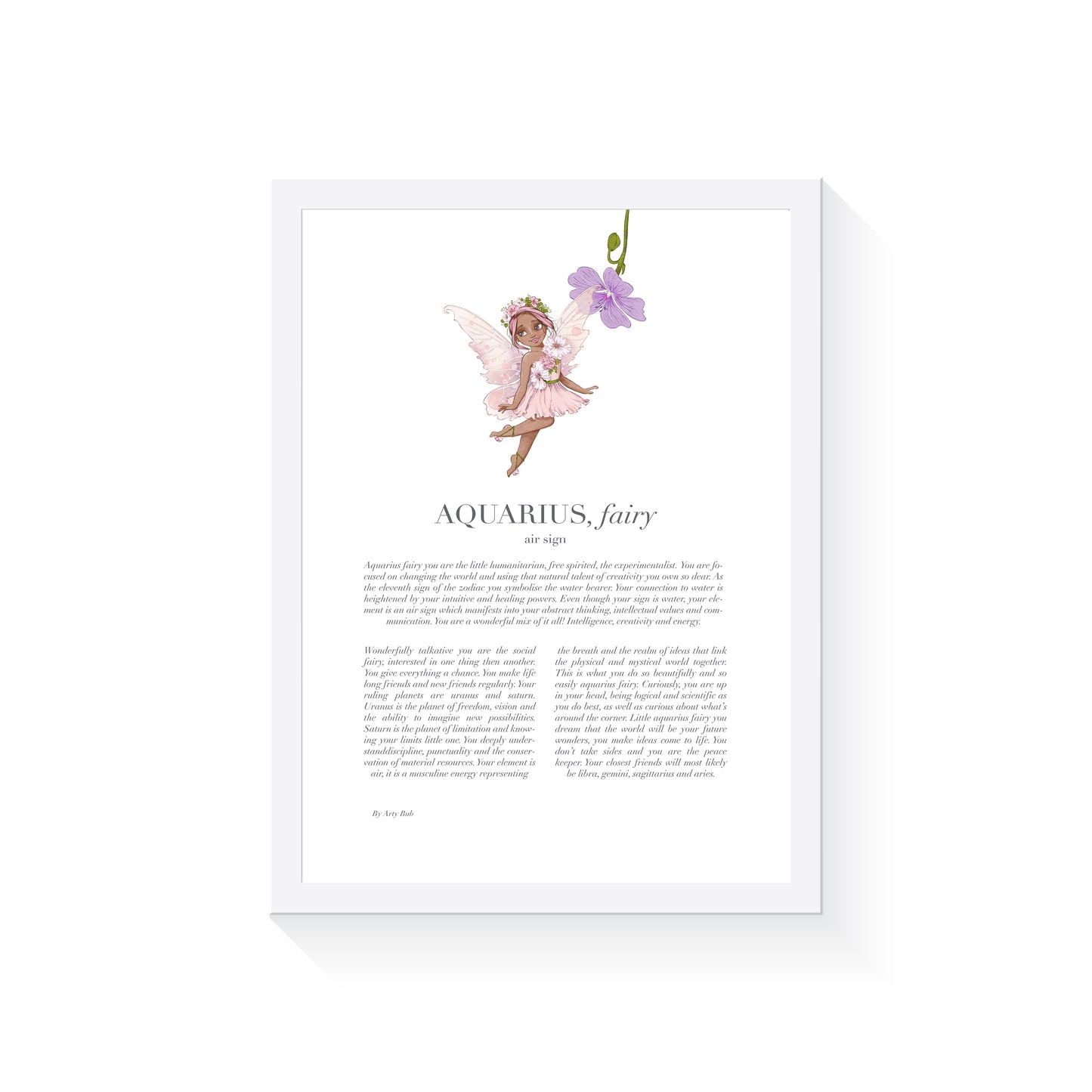 AQUARIUS Fairy Zodiac Art Print | Pink