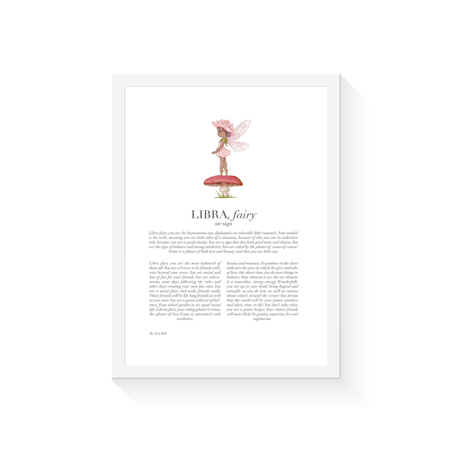 LIBRA Fairy Zodiac Art Print | Pink
