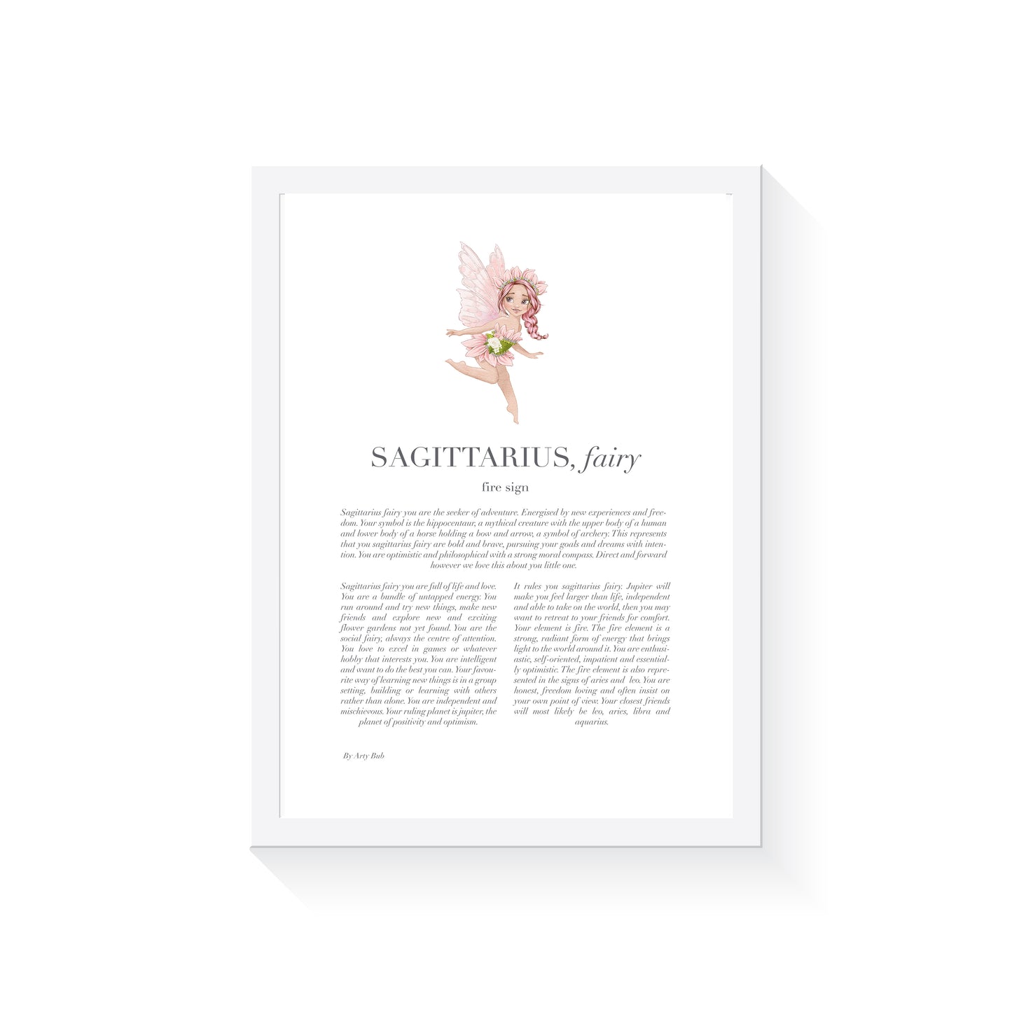 SAGITTARIUS Fairy Zodiac Art Print | Pink