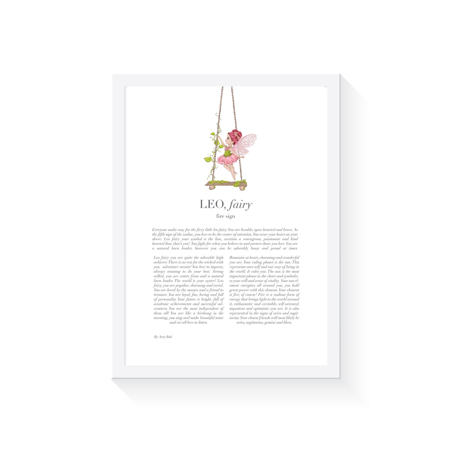 LEO Fairy Zodiac Art Print | Pink